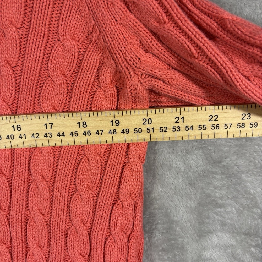 Lands' End Pullover Sweater Girls 14-16 Pink Cotton Knit Classic Preppy - Picture 3 of 8